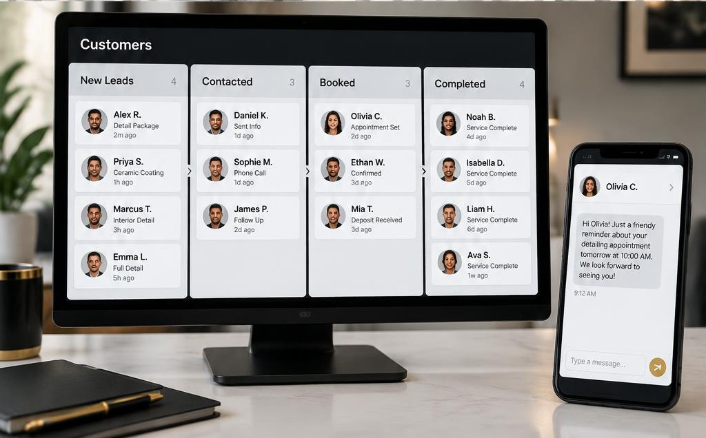 Customer pipeline concept with connected follow-up messaging