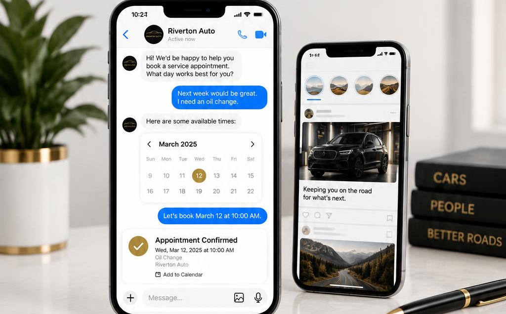 Direct-message booking concept with an appointment confirmation